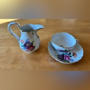 Meissen Porcelain Demitasse with Saucer and Creamer/Pitcher